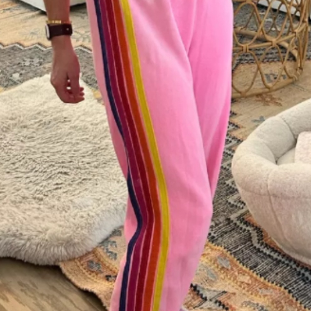Aviator Nation 5 striped pink sweat pants